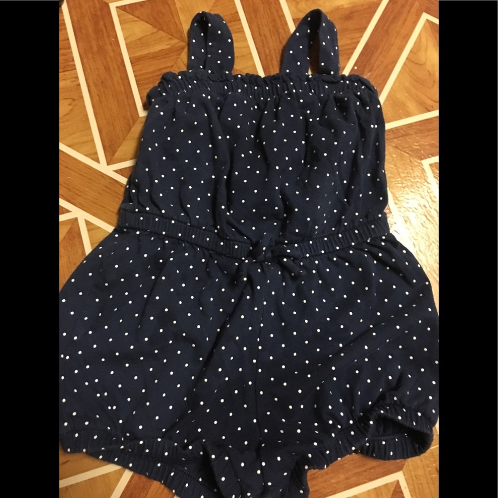 Navy Polkadot Romper